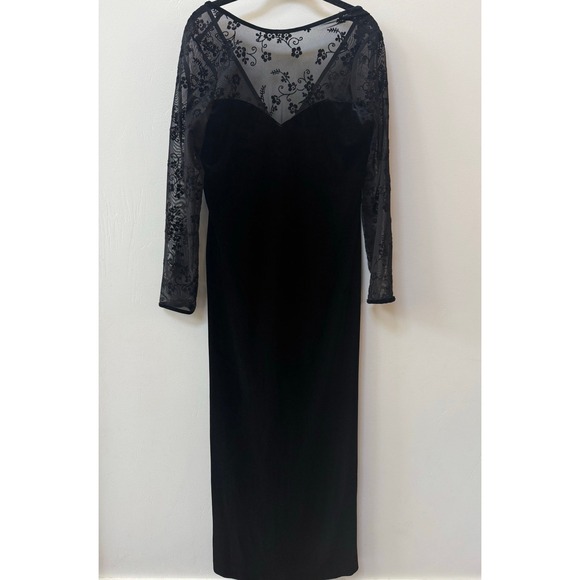Kathie Lee Whimsigoth Velvet Dress Size 8 Black Sweetheart Dark Romantic Stretch - Picture 1 of 13